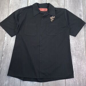 Vintage Orange County Choppers Work Shirt Mens XL Black 2003 Graphic Button OCC